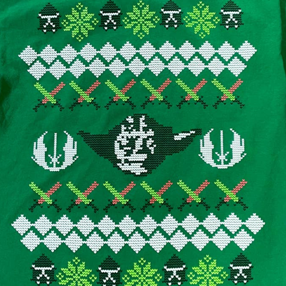 Star Wars Yoda Cross-Stitch, Needlepoint Christmas, Holiday, Winter T-Shirt - Picture 4 of 7